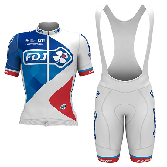 2017 Maillot FDJ Tirantes Mangas Cortas blanco